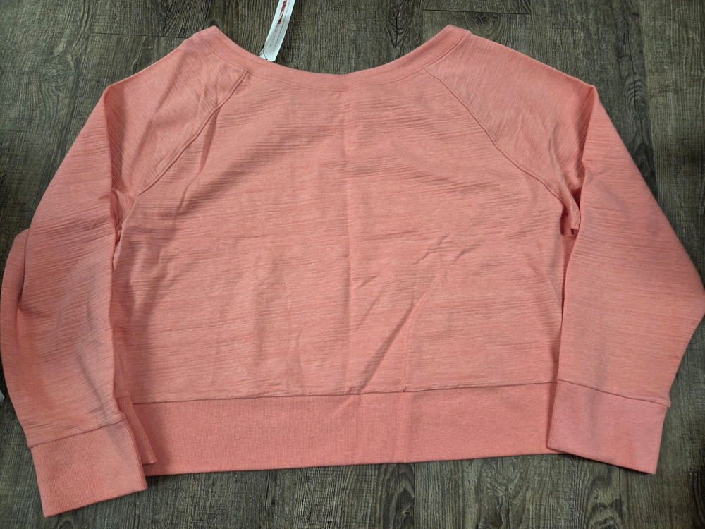 T By Talbots NWT Reversible Coral Scoop Neck Sweatshirt Pullover Crop Size XL